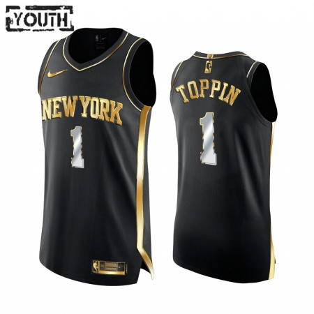 Maillot Basket New York Knicks Obi Toppin 1 2020-21 Noir Golden Edition Swingman - Enfant